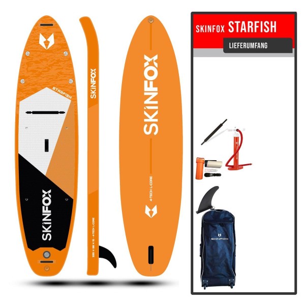 SKINFOX STARFISH CARBON-SET (335x80x15) 4-TECH L-CORE SUP Paddelboard orange